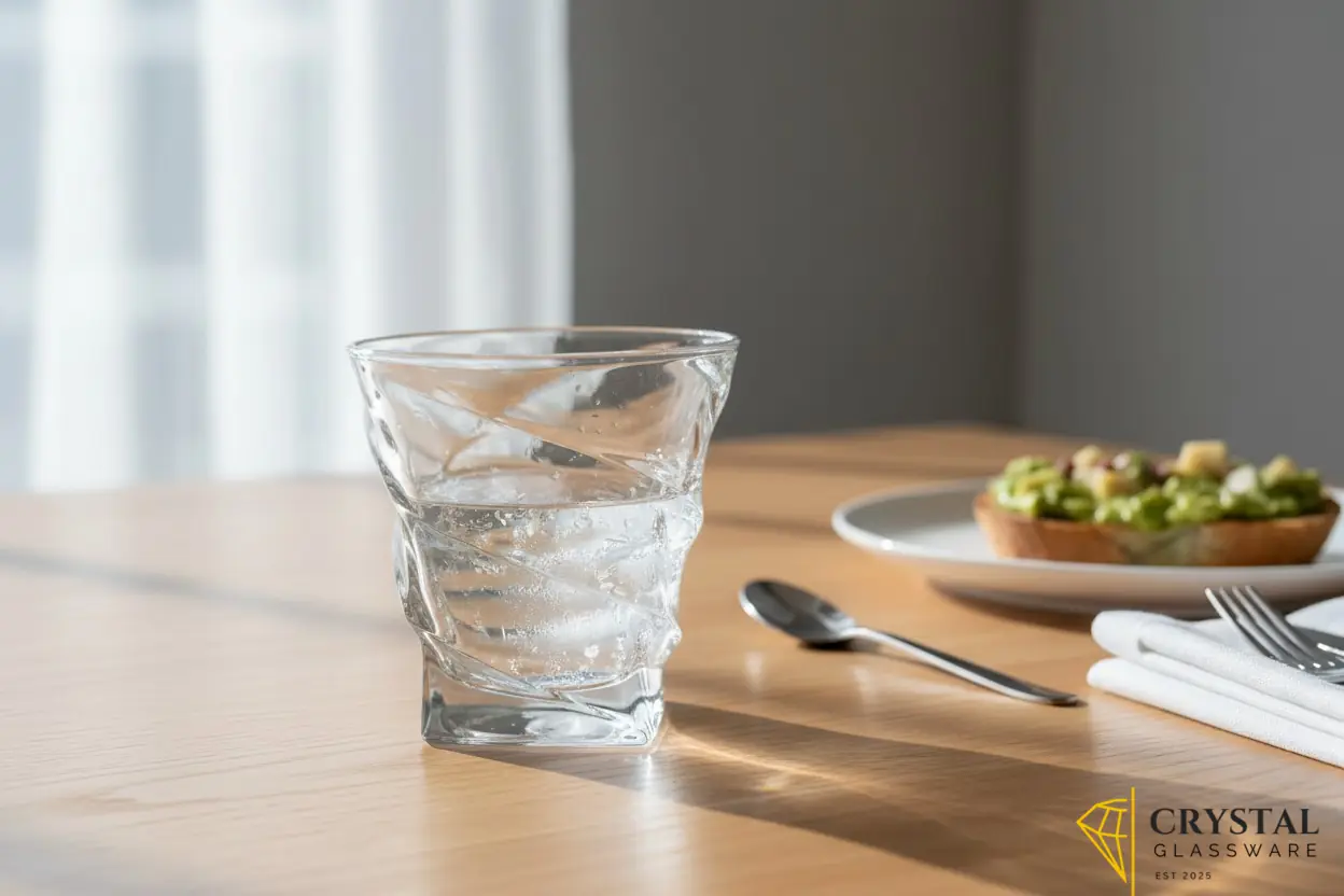 Delisoga elegance drinking glass features a distinctive twisted, textured design